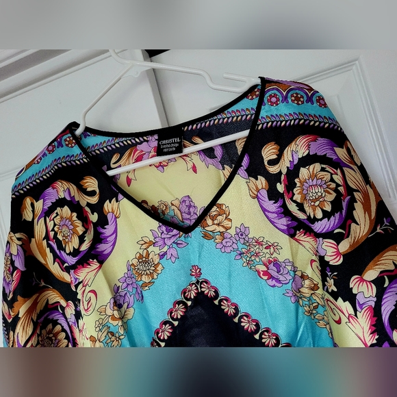 Christel Swedish Design Women's Luxe 100% Silk Tunic Dress One Size Paisley - Picture 5 of 16